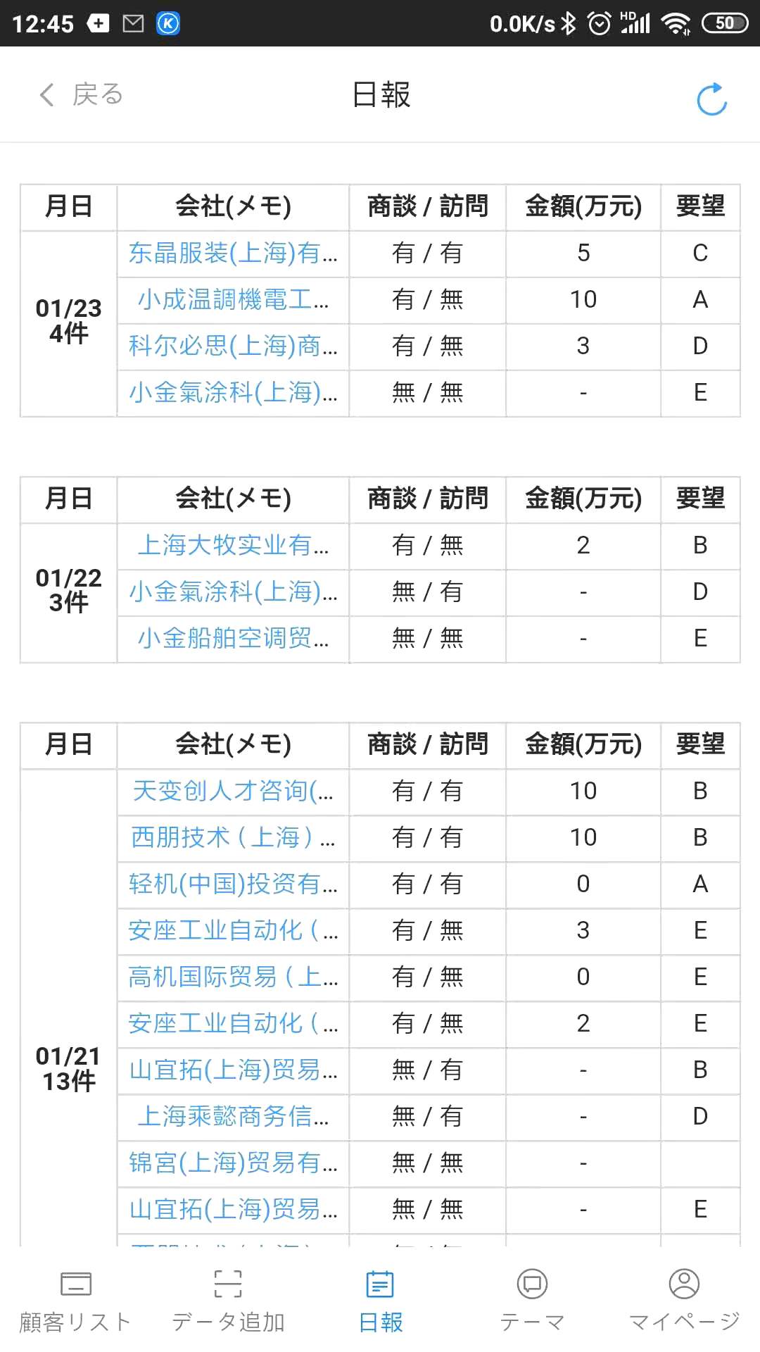 【⽇報欄】⽇報の⼀覧表が⾃動作成される